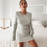Isolde Ribbed Long Sleeve Casual Mini Dress